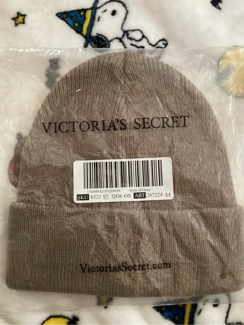 Victoria's Secret Taupe Ribbed Knit Hat